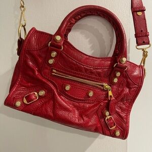 Balenciaga Crimson Leather Handbag